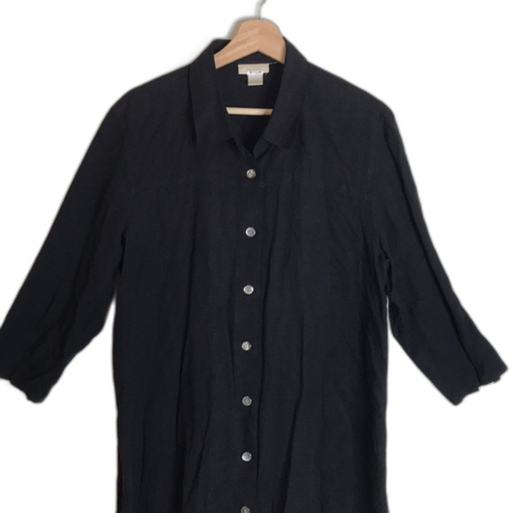J. Jill Linen black button up shirt dress size 14 - Picture 2 of 14